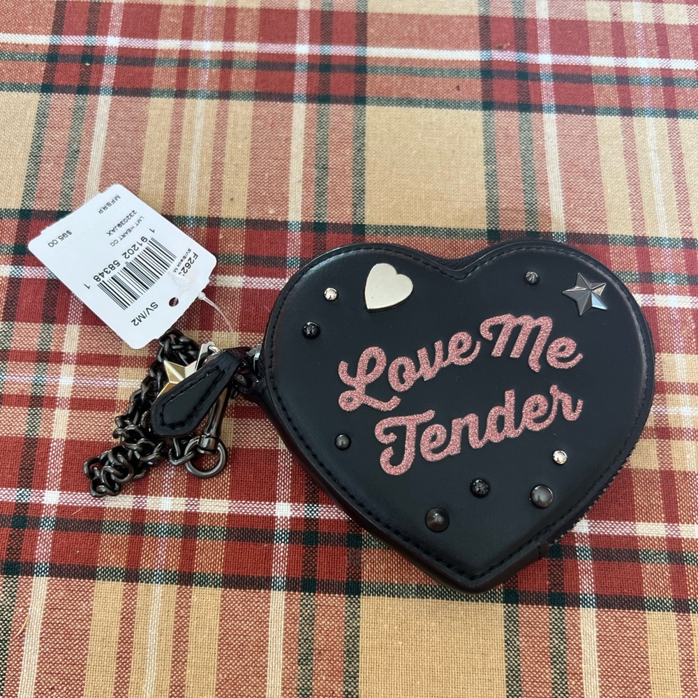 Coach x Elvis Presley Black Love Me Tender Zip Coin Case